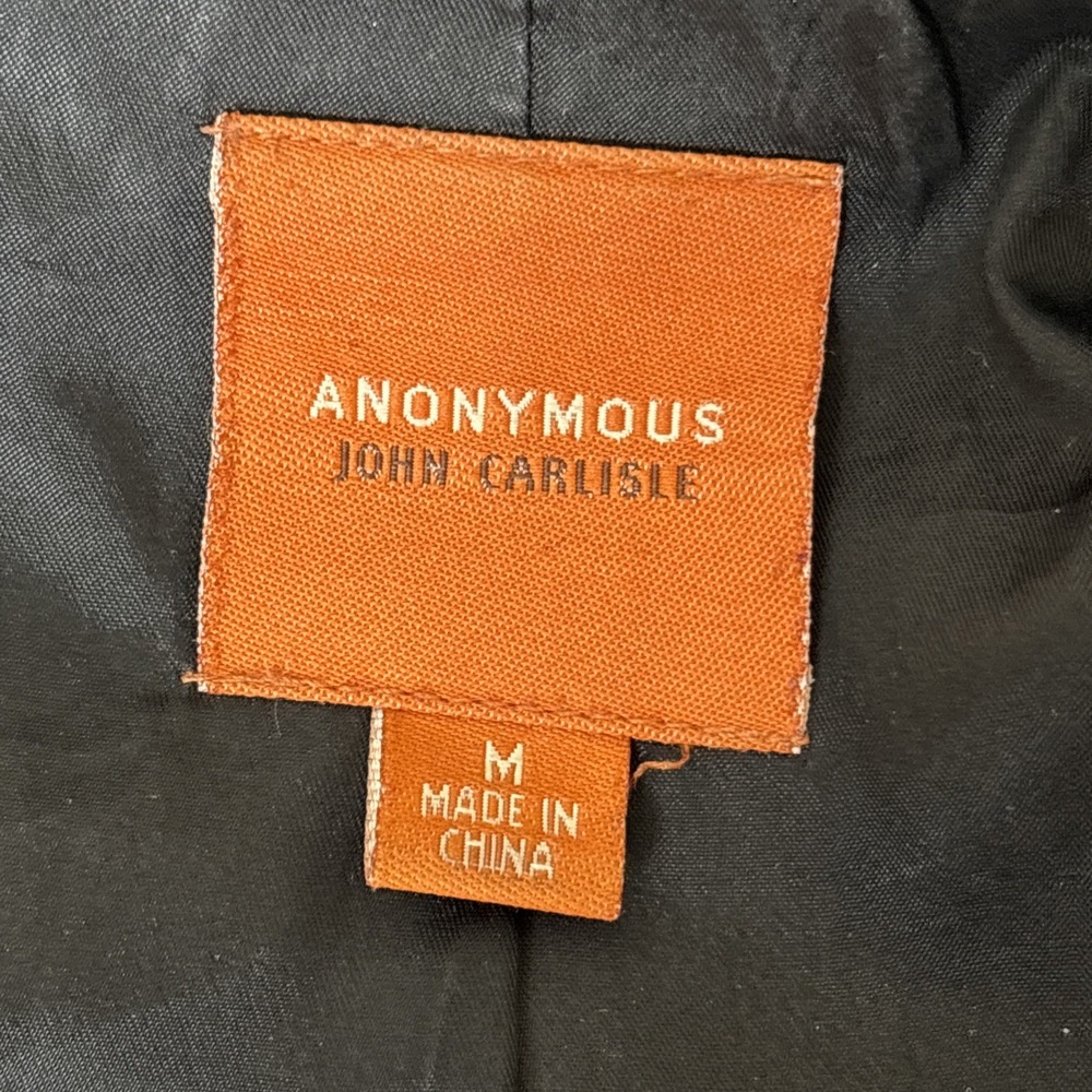 VTG Black Leather Blazer Jacket Anonymous John Carlisle 3 Button Front - Picture 2 of 16